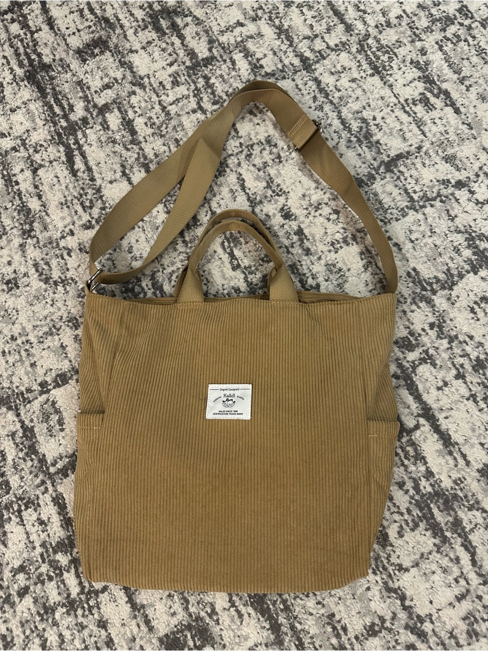 Corduroy Tote Bag in Camel Tan